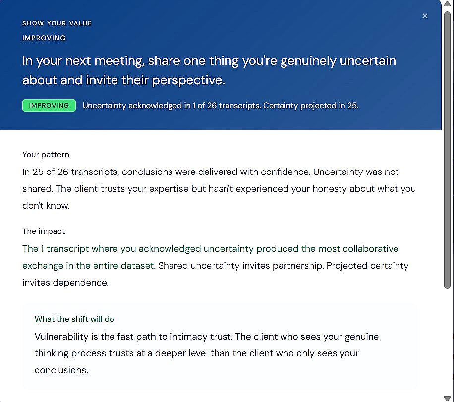 Practice Intel coaching card example